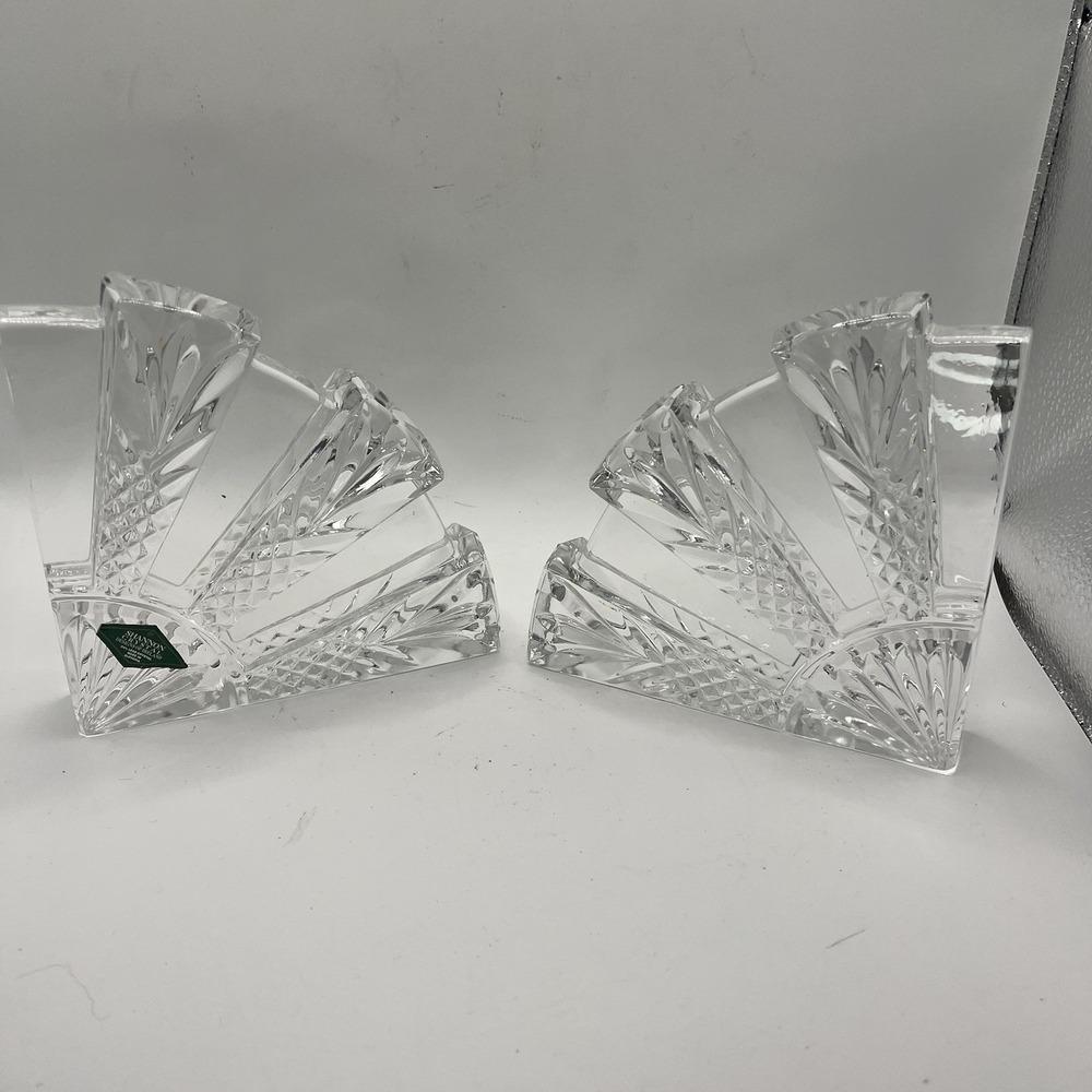 Shannon Crystal Bookends Designs Of Ireland 24% Lead Crystal Fan Shaped